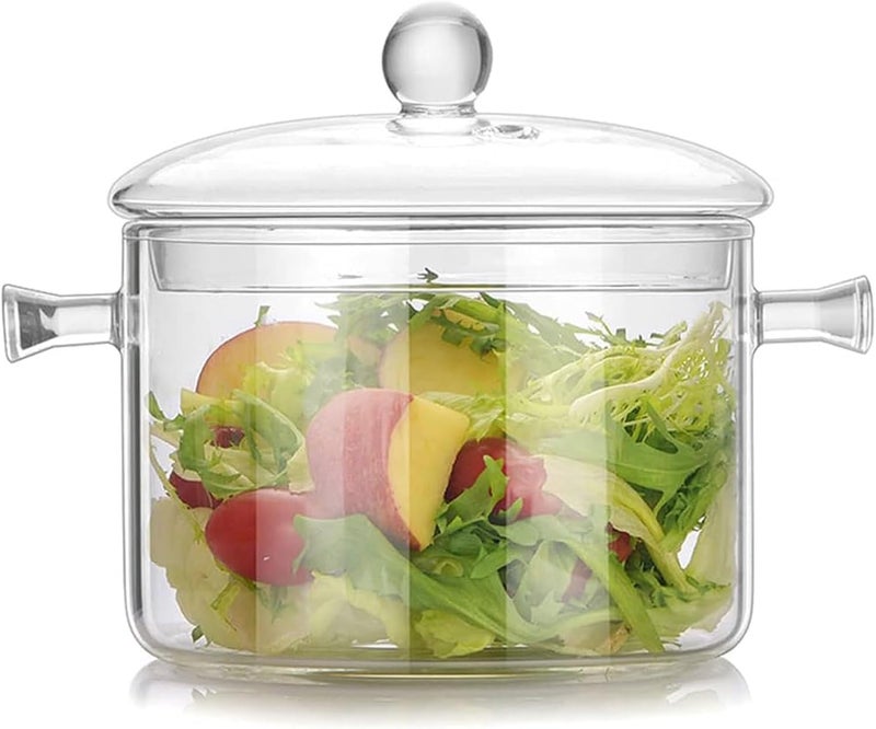 yvsay 1600ml Glass Saucepan with Cover, Stovetop Cooking Pot and Pan with Lid and Handle Simmer Pot Clear Soup Pot, High Borosilicate Glass Cookware - Image 3